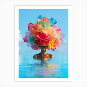 "Surreal Floral Poolside Scene' Art Print