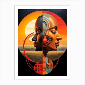 Abstract Illustration Of A Woman And The Cosmos 3 Art Print