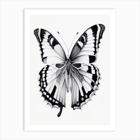 Monochrome Butterfly Decoupage 3 Art Print