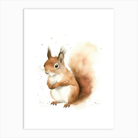 Baby Squirrel Watercolour Nursery 3 Art Print