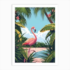 Greater Flamingo Portugal Tropical Illustration 1 Art Print