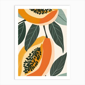 Papaya Close Up Illustration 1 Art Print