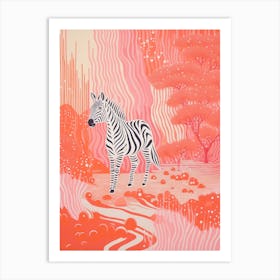 Zebra With The Trees Pink 4 Art Print