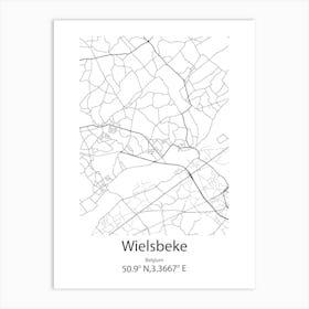 Wielsbeke,Belgium Minimalist Map Art Print