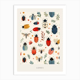 Colourful Insect Illustration Ladybug 16 Poster Art Print