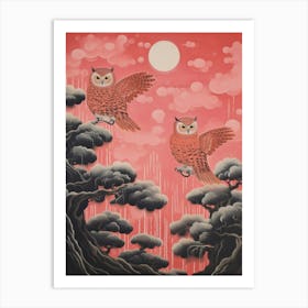 Vintage Japanese Inspired Bird Print Owl 1 Art Print