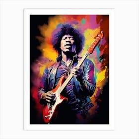 Jimi Hendrix Colourful 3 Art Print