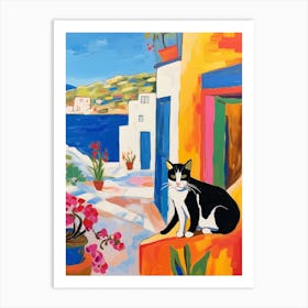 Painting Of A Cat In Crete Greece 4 Art Print