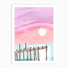 Sunset At The Pier Art Print