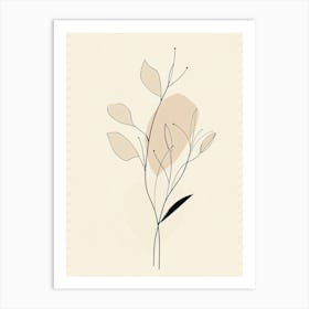 Line Drawing Of A Leaf 15 Art Print