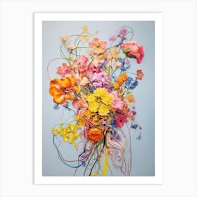 Abstract Flower Painting Lantana 3 Art Print