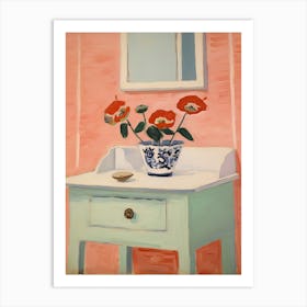 Bathroom Vanity Painting With A Poppy Bouquet 4 Art Print