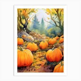 Pumpkin Patch, Watercolour 8 Art Print