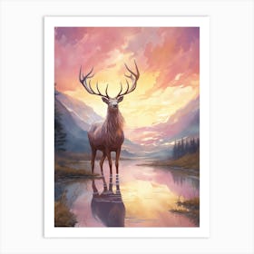 Stag in the forest Art Print