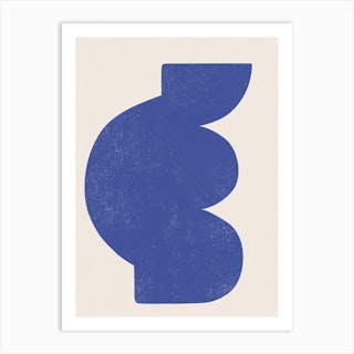 Abstract Blockprint Blue And Cream Art Print