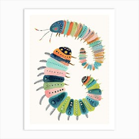 Colourful Insect Illustration Catepillar 1 Art Print