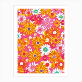 Daisy Floral Print Retro Pattern2 Flower Art Print