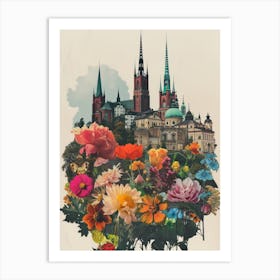 Sweden   Floral Retro Collage Style 3 Art Print