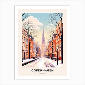 Vintage Winter Travel Poster Copenhagen Denmark 2 Art Print