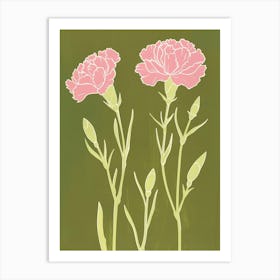 Pink & Green Carnation 5 Art Print