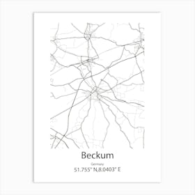 Beckum,Germany Minimalist Map Art Print