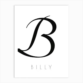 Billy Typography Name Initial Word Art Print