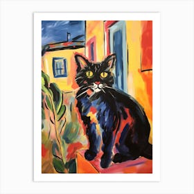Painting Of A Cat In Gozo Malta 1 Art Print