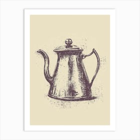 Miniamlist Line Drawing Of A Tea Pot Art Print