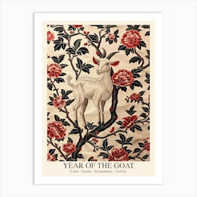 Chinese Lunar Year Of The Goat 3 William Morris Style Art Print