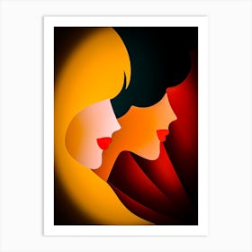 Abstract Portrait Of Two Women Art Print