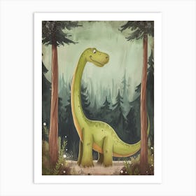 Cute Cartoon Dimorphodon Dinosaur Watercolour 1 Art Print