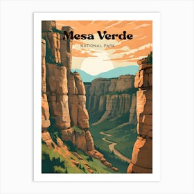 Mesa Verde National Park Colorado Adventure Modern Travel Illustration Art Print