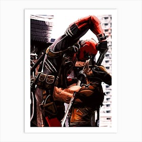 Deadpool Vs wolfrine Art Print