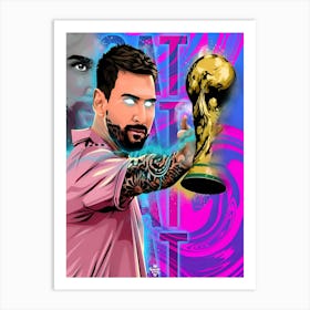 Lionel Messi with world cup Art Print