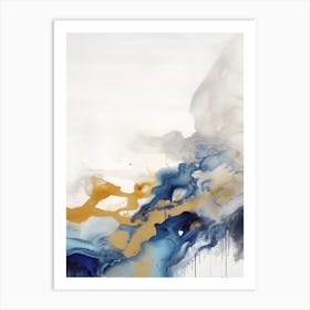 Watercolour Abstract Blue And Gold 4 Art Print