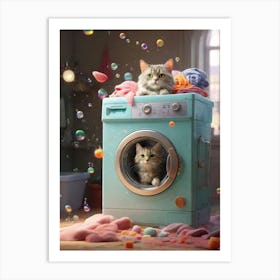 Cat In Washing Machine 15 Art Print