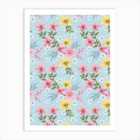 Pink And Yellow Flowers Art Print