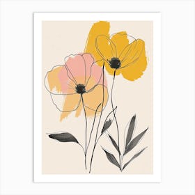 Memphis Flower Market Boho Minimalist Style Art Print