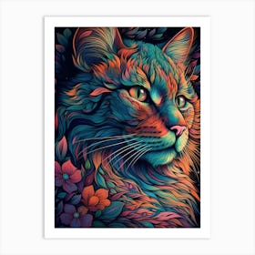 Psychedelic Cat 7 Art Print