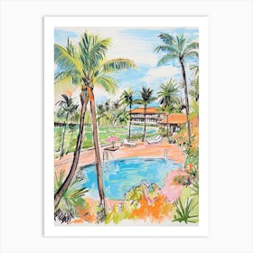 Four Seasons Resort Hualalai   Kailua Kona, Hawaii   Resort Storybook Illustration 2 Art Print