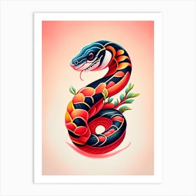 Coral Snake Tattoo Style Art Print