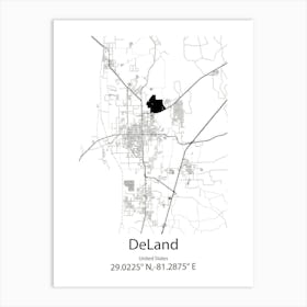 Deland,United States Minimalist Map Art Print