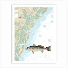 Denton Vintage Weakfish on the Tybee Island To Doboy Sound Nautical Chart 11509 Art Print