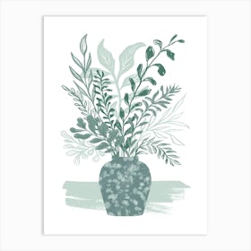 Green Kitchen Flowers Art Print