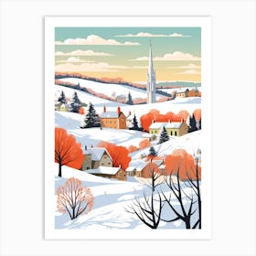 Retro Winter Illustration Cotswolds United Kingdom 4 Art Print