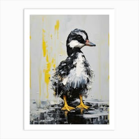 Duckling Grey Black & Yellow Gouache Painting Inspired 7 Art Print