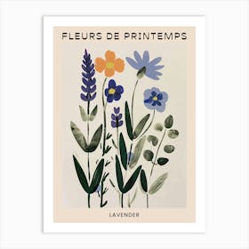 Spring Floral French Poster  Lavender 1 Art Print