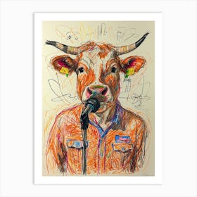 Cow In A Suit 1 Art Print