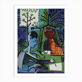 Pablo Picasso In The Garden Art Print