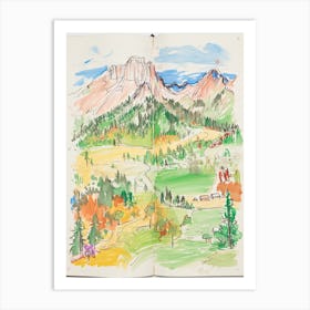 Amangani   Jackson Hole, Wyoming   Resort Storybook Illustration 2 Art Print